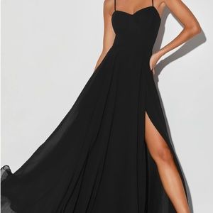 New sexy black "Cause for Commotion Black Pleated Bustier Maxi Dress" (lulus)